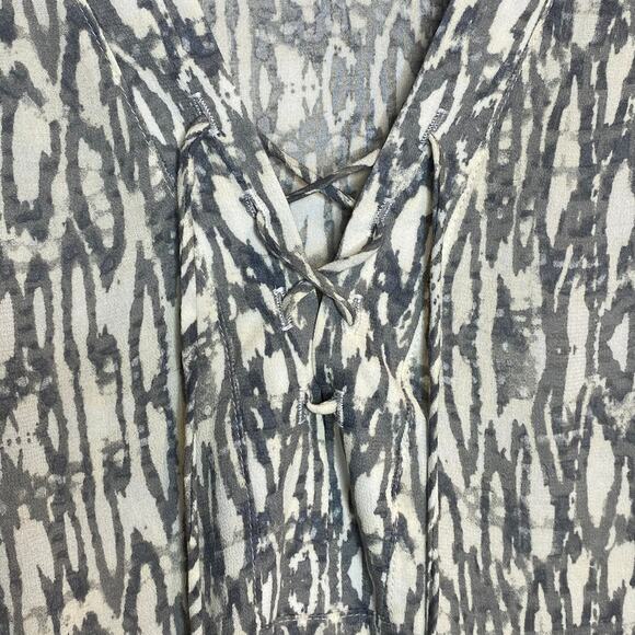 J Valdi Womens Size Large Gray Cream Cover Up Dress Roll Tab Sleeves Pullover - Picture 4 of 10